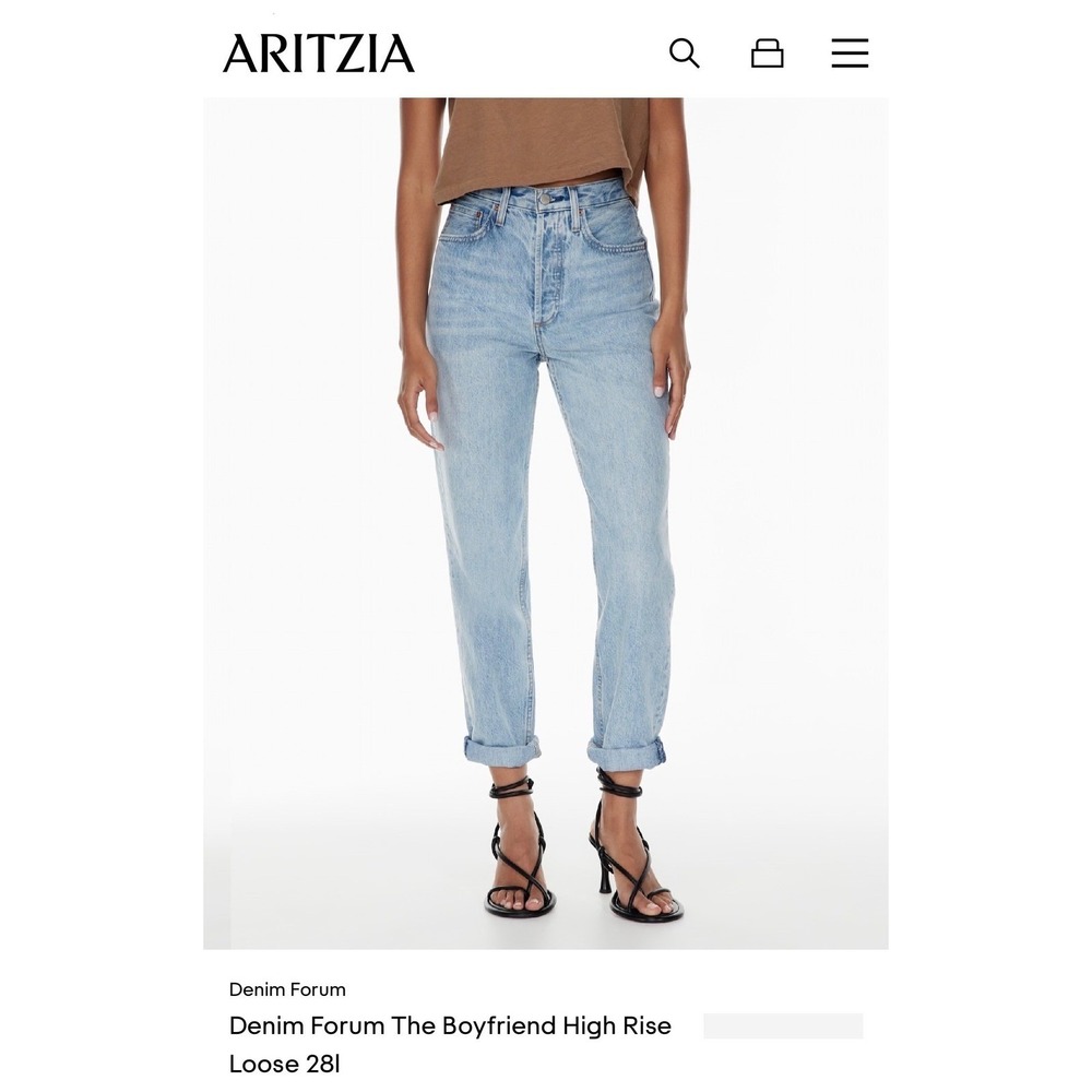 Aritzia Denim Forum The Boyfriend High Rise Loose Jeans Light Wash Size 27 28L